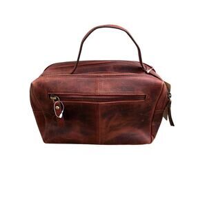 Estalon Distressed Brown Leather Tolietry Dopp Bag New